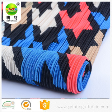 Wholesale polyester african printed pleated knitted fabric
